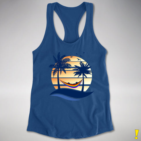 Philly LGBTQ Pride Hammock Summer Beach Sunset Racerback Tank - Royal